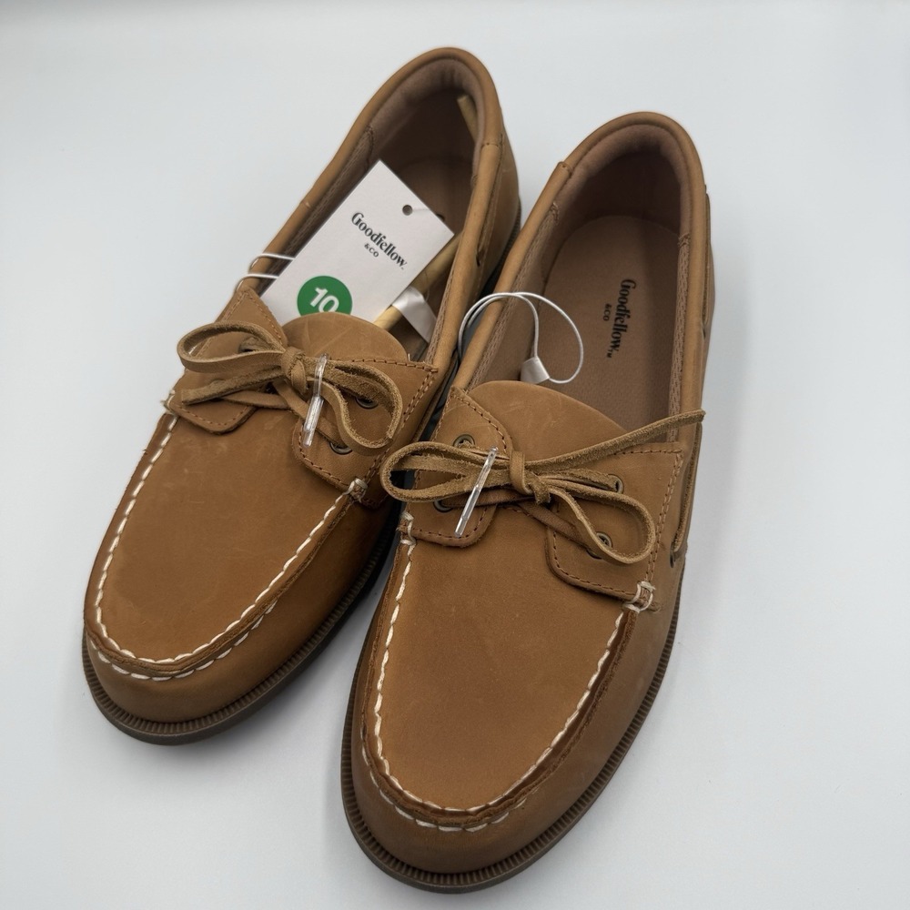 Goodfellow & Co Bennett Boat‎ Shoes Men's Size 10 Cognac Leather NWT